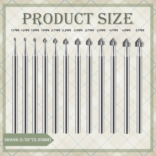 12Pc Cylinder Cone Shape Carving Burr Sets Jewelry 2