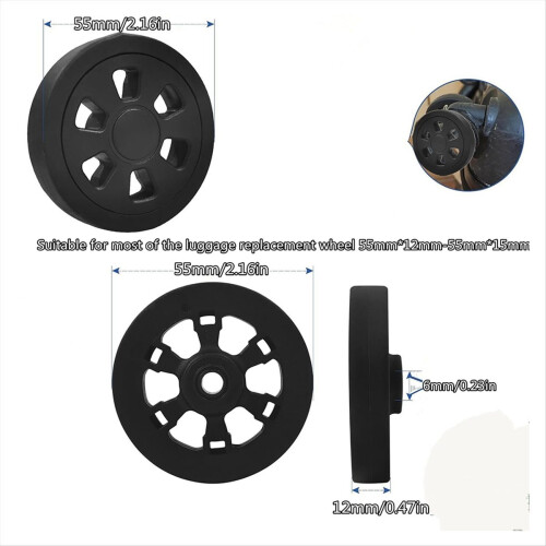 8pc Luggage Wheels Replacement,Dia 2.16in/55mm Thi 2