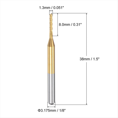 10PCS Titanium Coat Carbide End Mill Engraving Mil 1