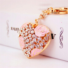 Portachiavi scintillante a forma di cuore con decorazioni di strass, accessorio elegante per chiavi, borsa, telefono, regalo ecologico e resistente.