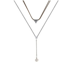 Vattentätt silverhalsband för kvinnor CZ stapelbara modesmycken present elegant pärlhalsband silver staplade halsband lager-i-lager halsband