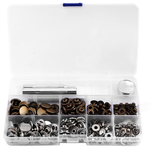 Κιτ δερμάτινων κουμπιών με κούμπωμα από ανοξείδωτο ατσάλι, ανθεκτικά στη