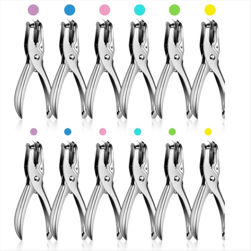 12Pack 1 Hole Punch 1/4 and 1/8 Inch Single Punche