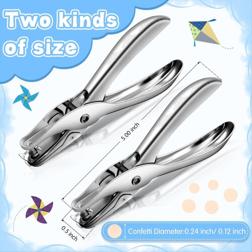 12Pack 1 Hole Punch 1/4 and 1/8 Inch Single Punche 2