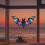 Halloween Bat Stained Glass Window Hanging Acrylic 4