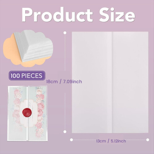 100Pack Vellum Jackets for 5x7 Invitations,Pre Fol 2