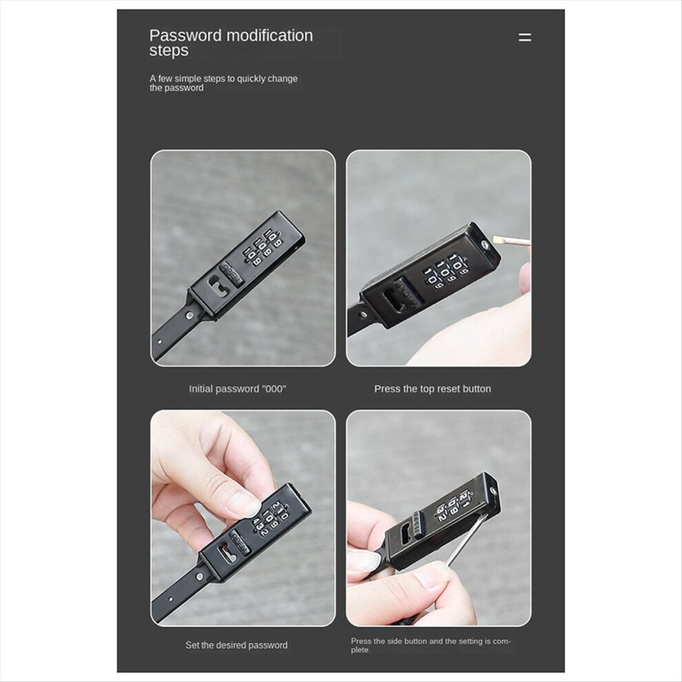 3-Digit Password Helmet Lock, Bicycle Electric Sco 4853967079468