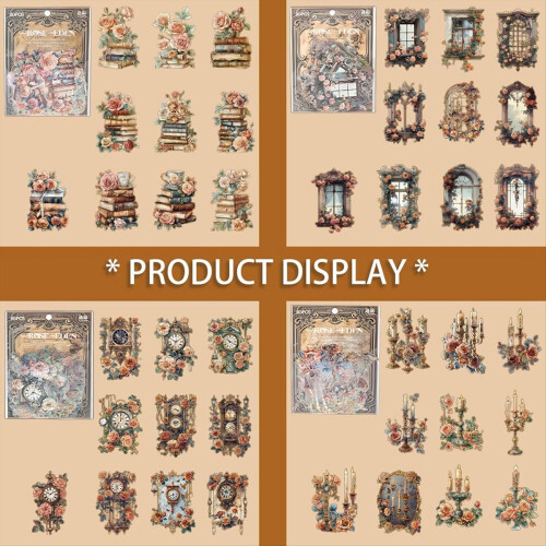 80 PCS Vintage Sticker Pack -Gorgeous Flowers Rose 2