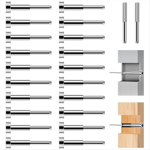 20Pack Cable Railing Kit for 1/8In Wire Rope, SST3 1