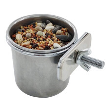 Pet Parrot Feeding Drinking Cup Stainless Steel Clamp Holder Parrot Feeder For Cockatiel Conure Budgie Parakeet Large