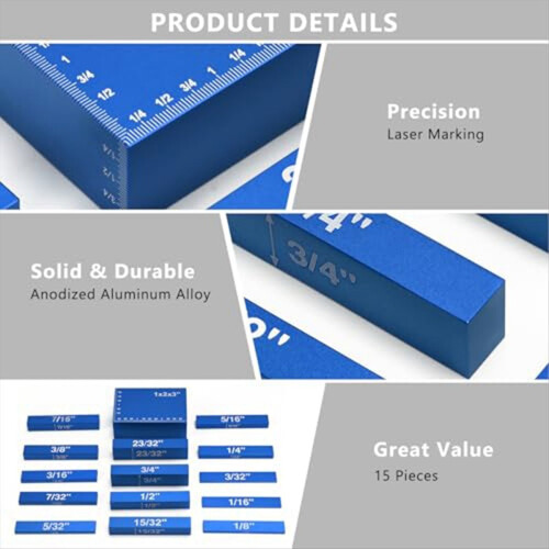 Setup Blocks Woodworking Height Gauge Set 15 Pcs o 2
