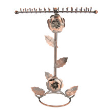 Drehbarer Schmuckbaum mit Rosenverzierungen, eleganter Metallständer für Halsketten und Ohrringe als Ersatz für Regenrinnen, Orgel im Vintage-Stil