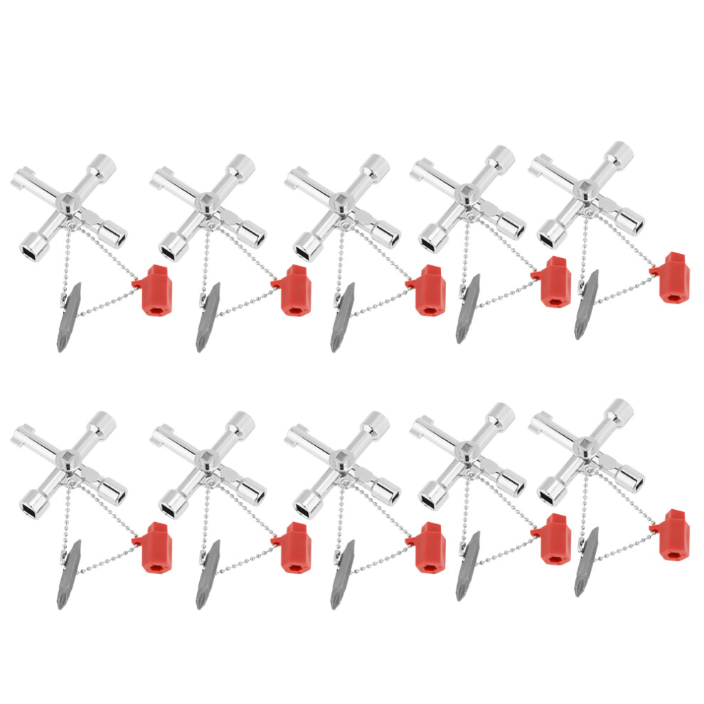 Universal Cross Key Multi Functional 4 Way Cross Key Zinc Alloy Tool For Control Cabinets Plumbers Electricians Shut Off Systems Practical Wrench Gas 9499224984172