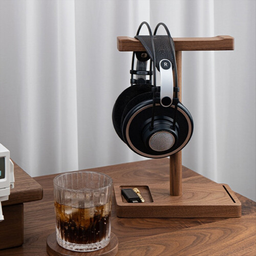 T-Shape Wooden Headset Stand - Desk Headphone Hold 1