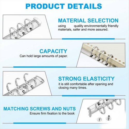 B5 9-Hole Ring Binder Mechanisms, 4 Set Spine Repl 2