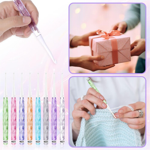 8 Pcs Plastic Crochet Hooks, Inline Hooks Set Non- 2