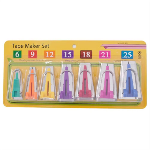 Set of 7 Size Fabric Bias Tape Makers 6-25MM Bindi