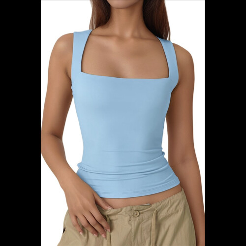 Women'S Square Neck Sleeveless Tank Tops M 2
