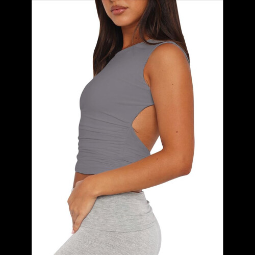 Womens Summer Tank Tops Gray L 2
