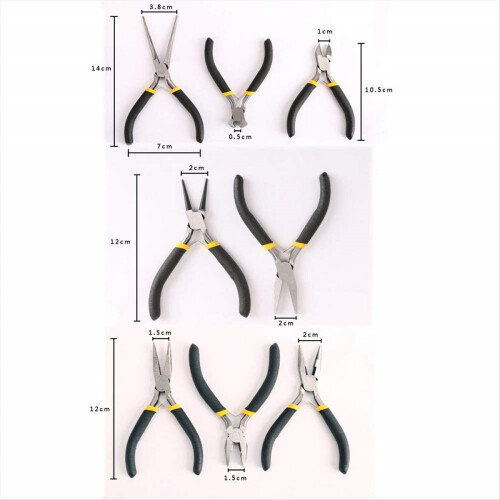 8PCs Mini Pliers Set, Long Nose with Teeth, Flat J 2