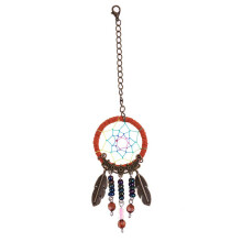Car Charm Dream Catcher with Feather Pendant, Handmade Ethnic Style Decor for Rear View Mirror Hanging, Good Luck Symbol, Wall Hanging Decorations, Sa