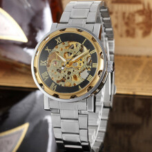 Mechanical Skeleton Watch, Automatic Self-Winding Movement with Waterproof and Stainless Steel Bracelet, Luxury Automatic Watch Featuring See-Through