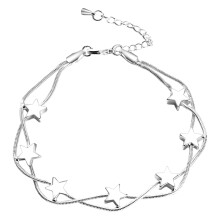 1 Pcs Silver Plated Star Bracelet, Fashion Women's Bracelet, Double Layer Design, Fine Decorative Bracelet, Adjustable Length, Fashion Charm Bracelet,