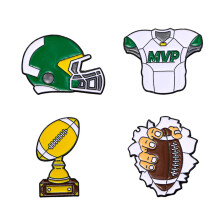 Collectie emaille sportspeldjes, MVP-reversspeldjes met trofee- en helmontwerpen, set emaille reversspeldjes en broches met afbeeldingen van