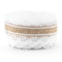 Ruban de jute naturel bordé de dentelle pour décoration intérieure, mariage, emballage cadeau rustique, fournitures pour loisirs créatifs,