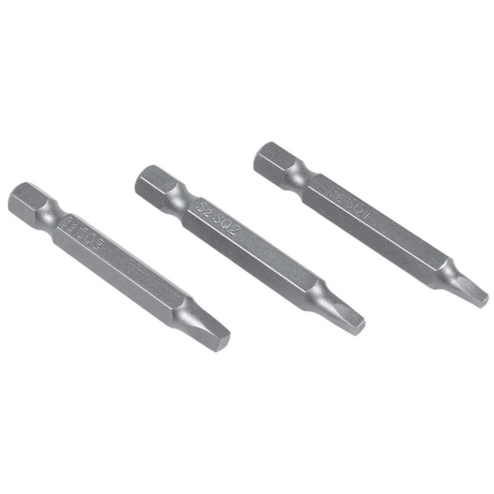 3Pcs 50Mm 1/4 Inch Hex Square Bits Screwdriver S2 4853967020026