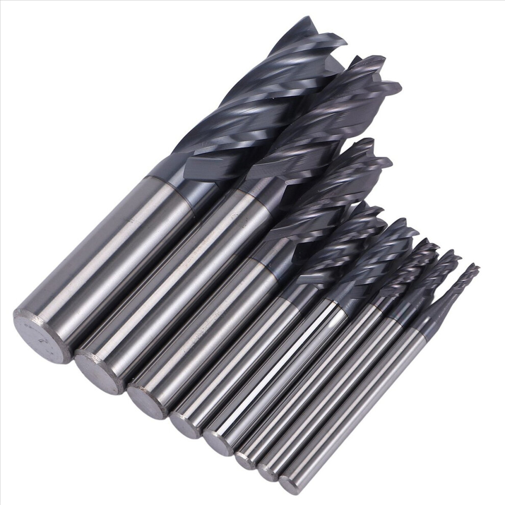 8Pcs 2-12Mm Carbide End Mill 4 Flutes Set Milling 4853967022754