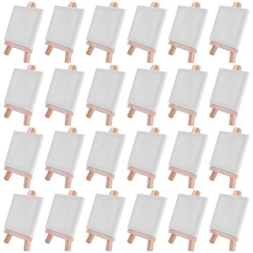 24Set Artists 5 Inch Mini Easel +3 X3 Canvas Set P 2