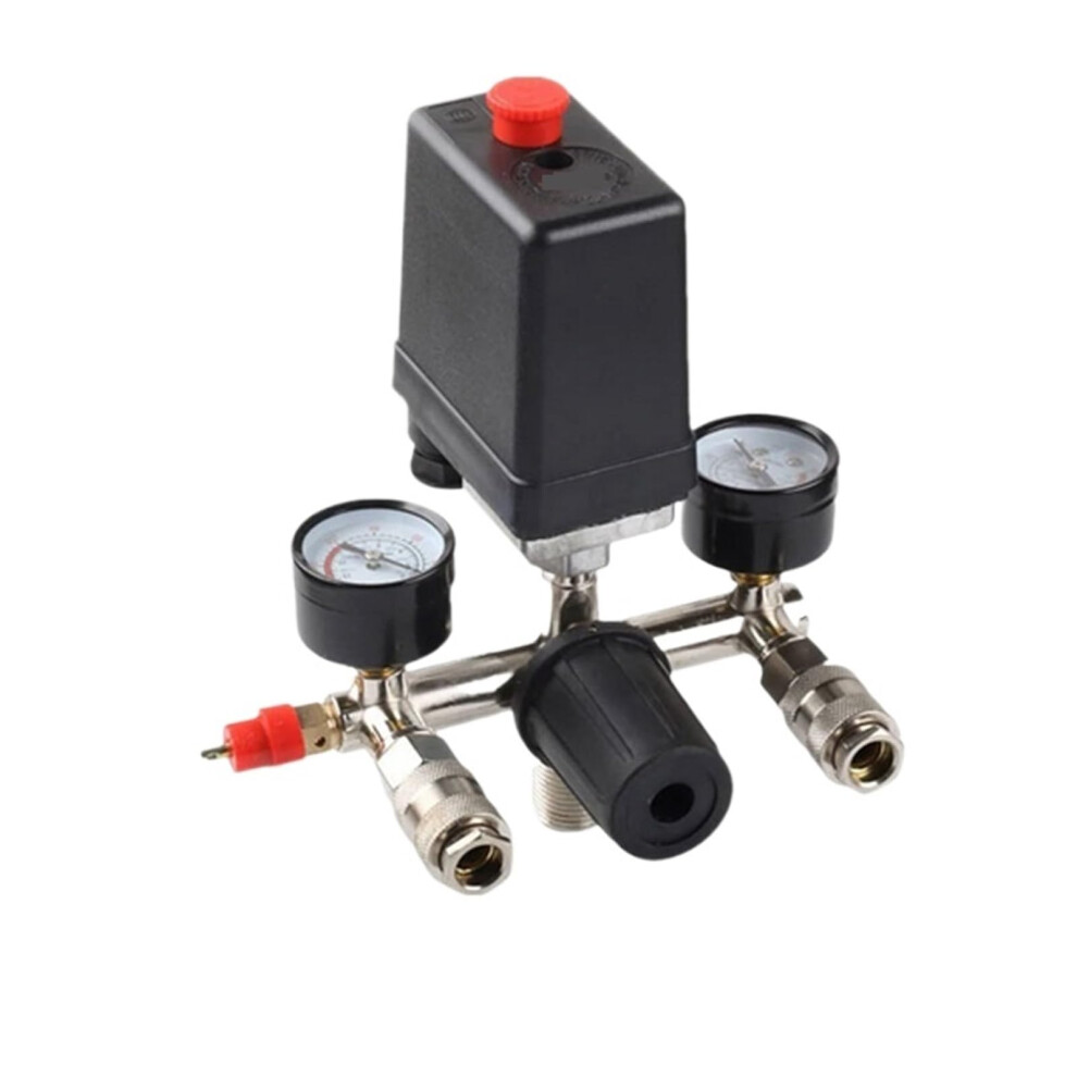 Air Compressor Pressure Switch With Gauge, Control Manifold Relief Valve, 0.051.2Mpa 0180 Psi 9044945408959