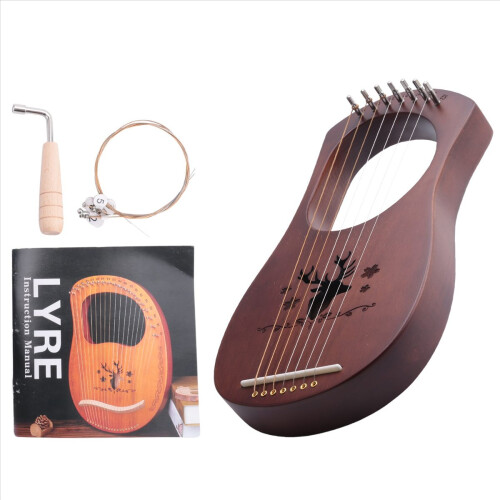 7-String Lyre Harp Mahogany Solid Wooden Metal Str 1