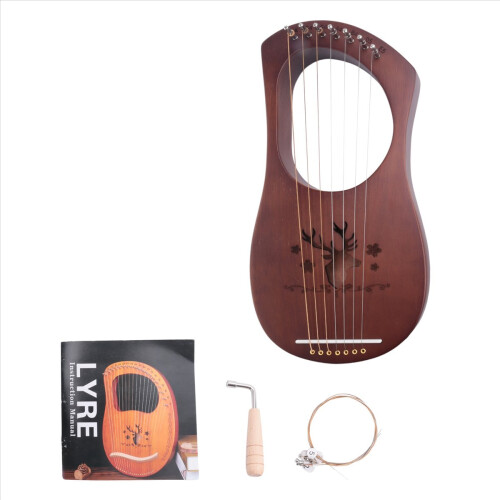 7-String Lyre Harp Mahogany Solid Wooden Metal Str 2