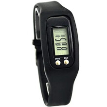 Pedometer Watch LCD Display Easy Operation Digital Step Counter Black Wrist Band Fitness Tracker