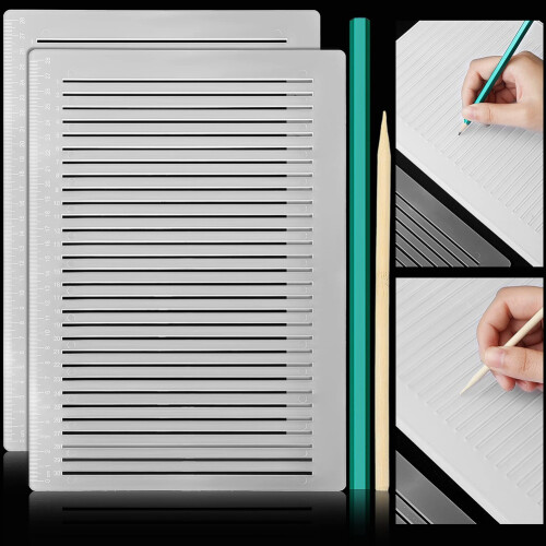 2 Pcs Plastic Straight Line Stencil Template for J 2
