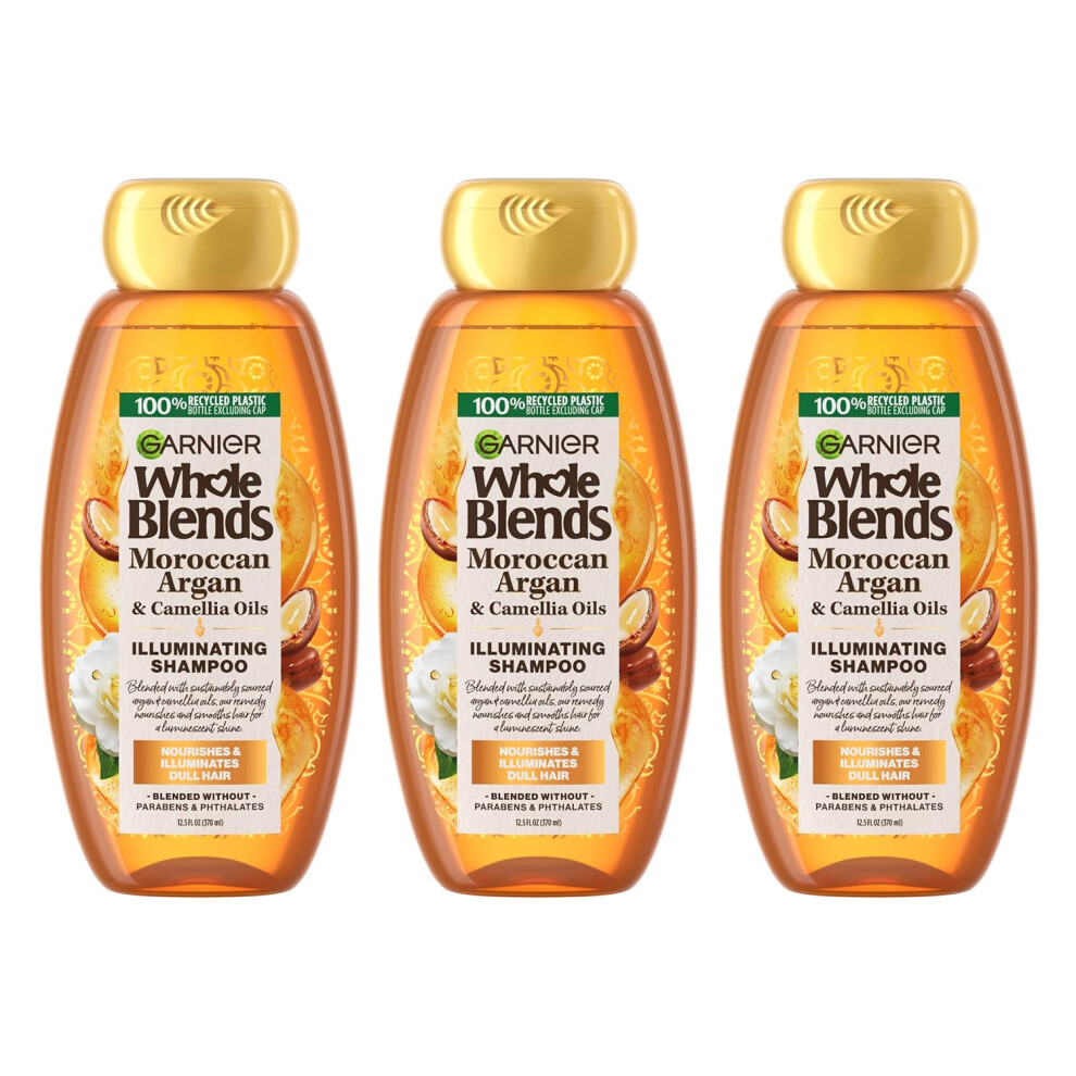Garnier Whole Blends Shampoo Forsilky Shine 3Count
