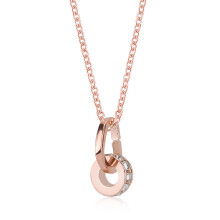 Infinity-hängehalsband med kubisk zirkonia för kvinnor, roséguldpläterad design med sammankopplade cirklar, justerbar kedja i sterlingsilver med