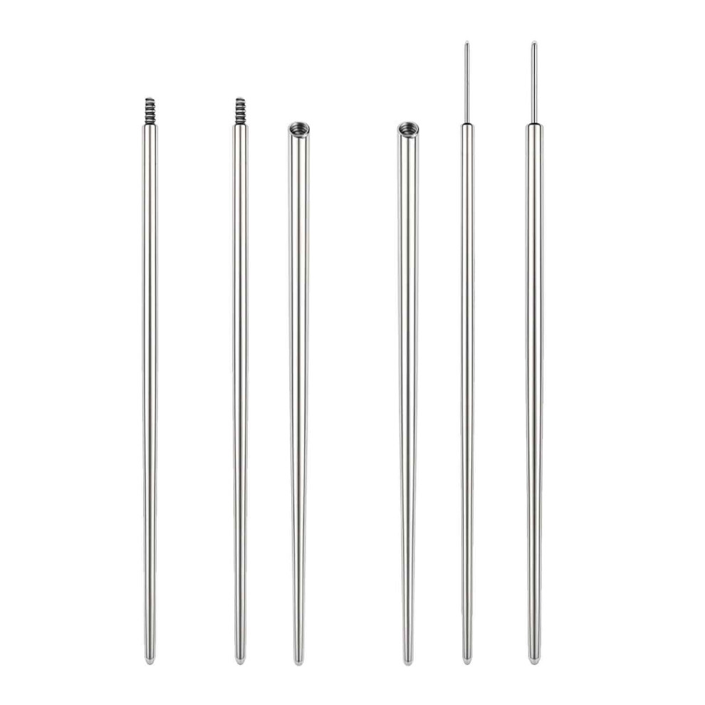 6 Pcs Stainless Steel Piercing Taper, 14G 16G 18G Assistant Tool Screw On Pin, for Ear/Nose/Lip/Eyebrow/Belly/Nipple/Tongue Piercing Changing Tool Str
