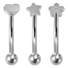 3PCS Curved Barbell Eyebrow Lip Rings Stainless Steel Spiral Rod 10mm Vertical Lip Studs Piercing Jewelry Earrings with Sunflower Stars Love Hearts Su