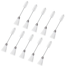 Conjunto de escovas de limpeza com cerdas duplas para manutenção de máquinas de costura. Design em nylon e aço inoxidável para extração eficaz