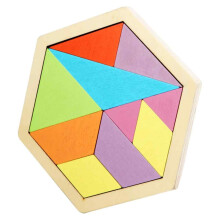 Hjernetrim-puslespill for barn og voksne, treklosser, geometriske tangram-puslespill, former, mønsterklosser for å forbedre romlig gjenkjenning og