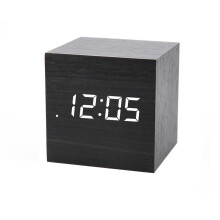 Retro Wood Alarm Clock, Digital Brightness Adjustment and Temperature Display, Compact and Portable Multi-Functional Clock with Intelligent