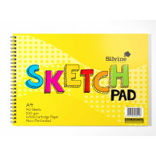 Silvine A4 Wirebound Sketch Pad - 40 sheets of 100gsm Smooth White Cartridge Paper (210 x 297mm), 407