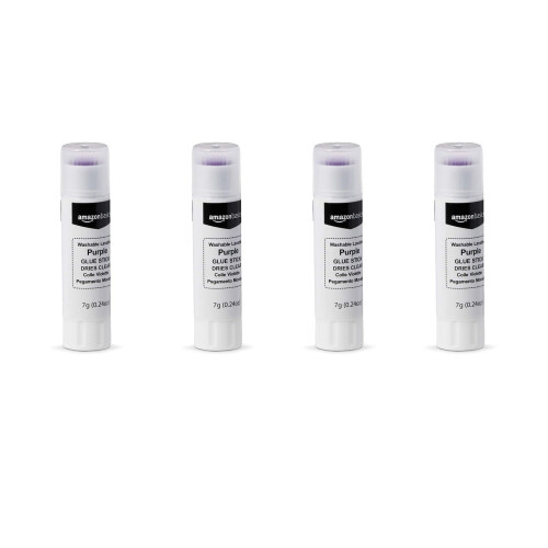 Amazon Amazon Basics Purple Washable School Glue Sticks, Dries Clear, 6 ml St