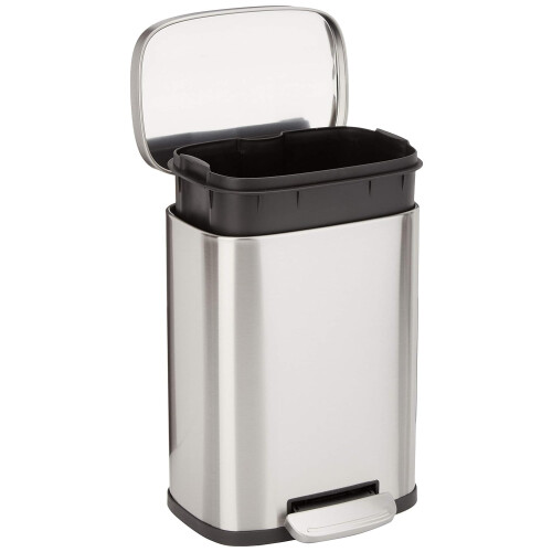 Amazon Amazon Basics Smudge Resistant Mini Rectangular Trash Can With Soft-Cl