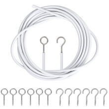 Net Curtain Wire 3 Meter includes 6 Eyes and 6 Hooks for hanging Curta