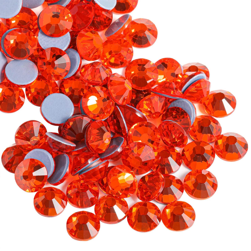 Beadsland Hotfix Rhinestones, 1440Pcs Flatback Crystal Rhinestones For Orange