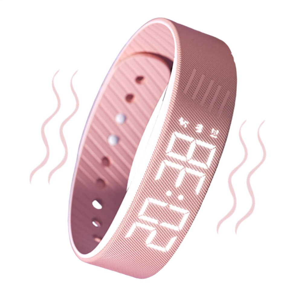 Alarm Watch Vibrating Alarm Clock Digital Watch Smartwatch Wristband Unisex Adjustable Strap Kids Women Men Pink 9382693542274
